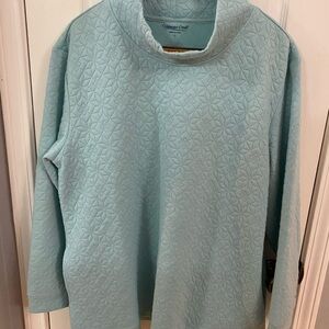 Coldwater Creek Soft Blue Textured Cowl Neck Sweater